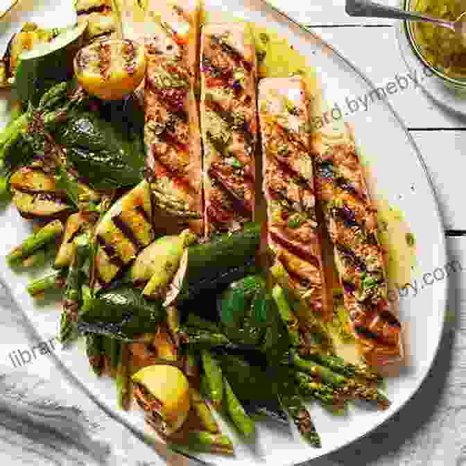 A Mouthwatering Image Of A Grilled Salmon With Roasted Vegetables CONVECTION OVEN COOKBOOK: Learn To Make 500+ Easy And Healthy Recipes With The Amazing Appliance And Enjoy Your Meals