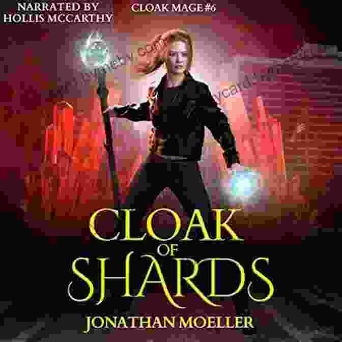 Cloak Of Shards Book Cover, Depicting A Young Woman In A Flowing Cloak, Her Eyes Glowing With An Ethereal Light, As She Raises Her Staff To Cast A Spell Against A Backdrop Of A Magical Forest. Cloak Of Shards (Cloak Mage 6)