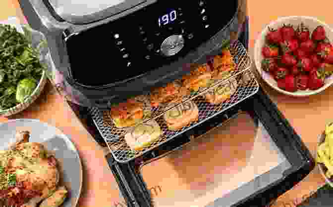 Image Of An Air Fryer With Various Ingredients Around It, Such As Vegetables, Chicken, And Fries Air Fryer Cookbook For Beginners: 1200 Quick Easy To Prepare Air Fryer Meals And Recipes For Beginners And Advanced Users