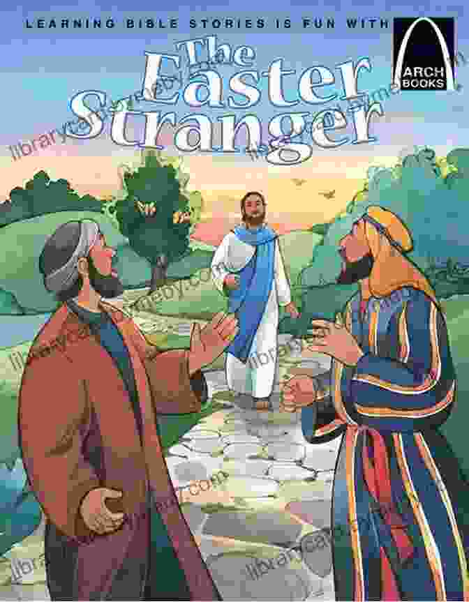 The Easter Stranger Arch Book Cover With A Vibrant Illustration Of A Mysterious Stranger In A Long Coat Standing In Front Of A Church The Easter Stranger (Arch Books)