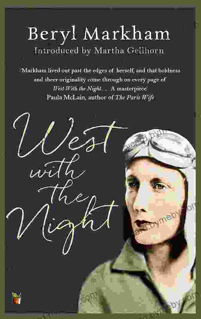 West With The Night By Beryl Markham Book Cover, Featuring A Vibrant Orange Sunset And The Silhouette Of A Woman Standing On The Wing Of A Biplane West With The Night Beryl Markham